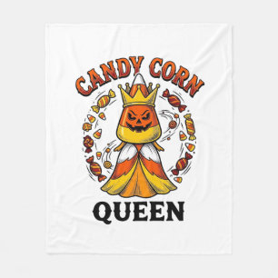 Candy Corn Queen Vintage Halloween Candy Shirt Art Fleece Blanket