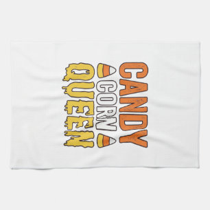Candy Corn Queen Vintage Halloween T-Shirt Design_ Tea Towel