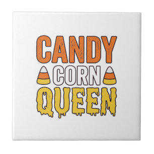 Candy Corn Queen Vintage Halloween T-Shirt Design_ Tile