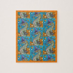CANDY CORN SEAHORSE WITCH, UNDER THE SEA HALLOWEEN JIGSAW PUZZLE