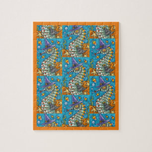 CANDY CORN SEAHORSE WITCH, UNDER THE SEA HALLOWEEN JIGSAW PUZZLE