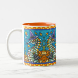 CANDY CORN SEAHORSE WITCH, UNDER THE SEA HALLOWEEN Two-Tone COFFEE MUG