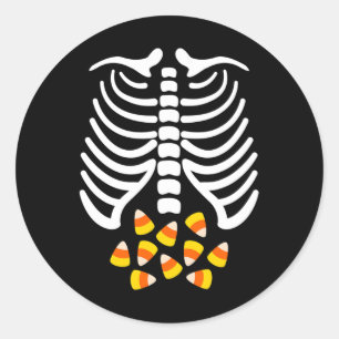 Candy Corn Skeleton Rib Cage Halloween Costume Classic Round Sticker