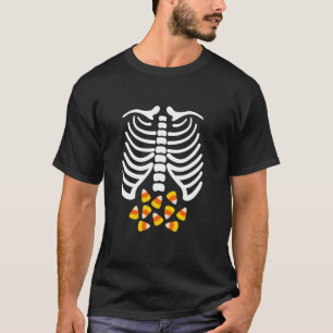 Candy Corn Skeleton Rib Cage Halloween Costume T-Shirt