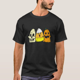 Candy Corn Skeleton Skull Pumpkin Fun Halloween Co T-Shirt