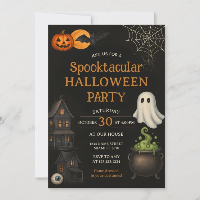 Candy Corn Spooktacular Halloween Party Invite (Front)