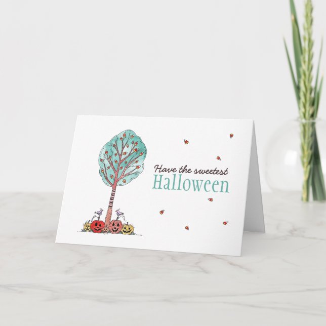 Candy Corn Sweetest Halloween Holiday Card (Front)