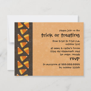 candy corn trick or treating halloween invitations