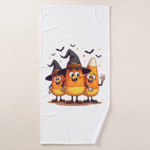 Candy Corn Trio � Funny Halloween Characters Bath Towel