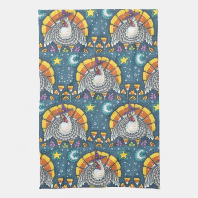 CANDY CORN TURKEY, THANKSGIVING BIRD KITCHEN TOWEL (Vertical)