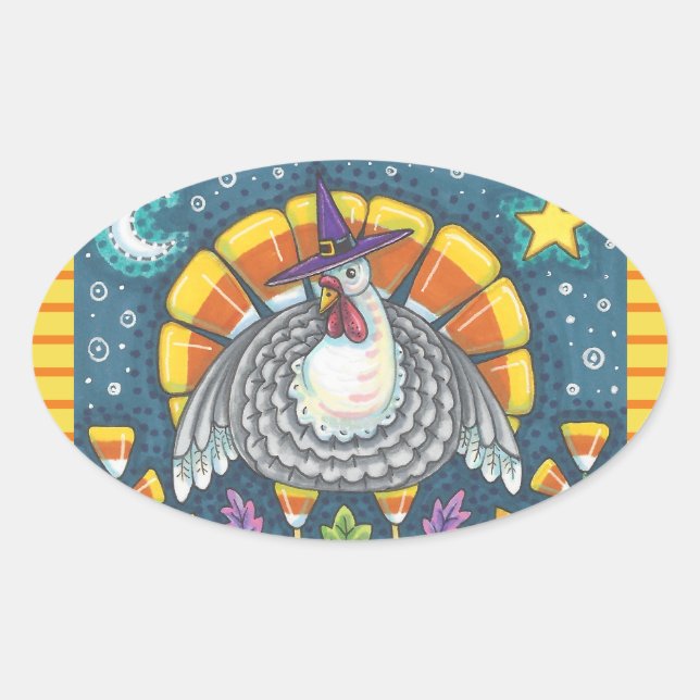 CANDY CORN TURKEY, THANKSGIVING STICKERS SHEET (Front)