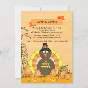 Candy Corn Turkey Thansgiving Invitation