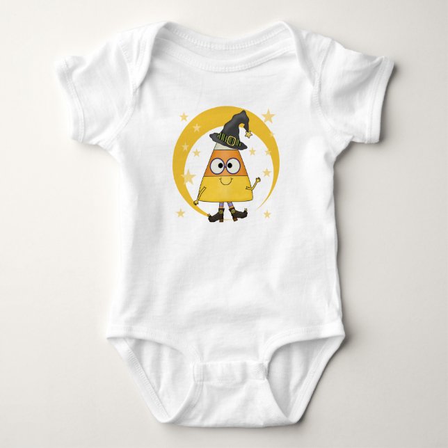 Candy Corn Witch Halloween Baby Bodysuit (Front)