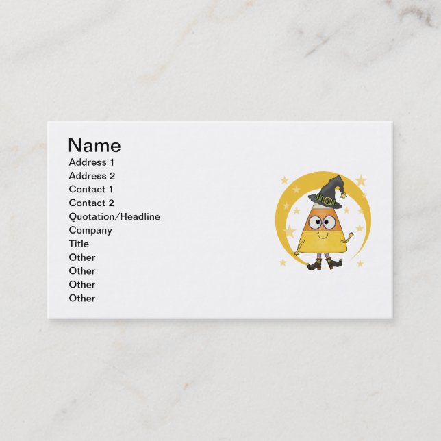 Candy Corn Witch Halloween Business Card (Front)