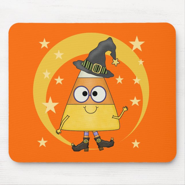Candy Corn Witch Halloween Mouse Mat (Front)