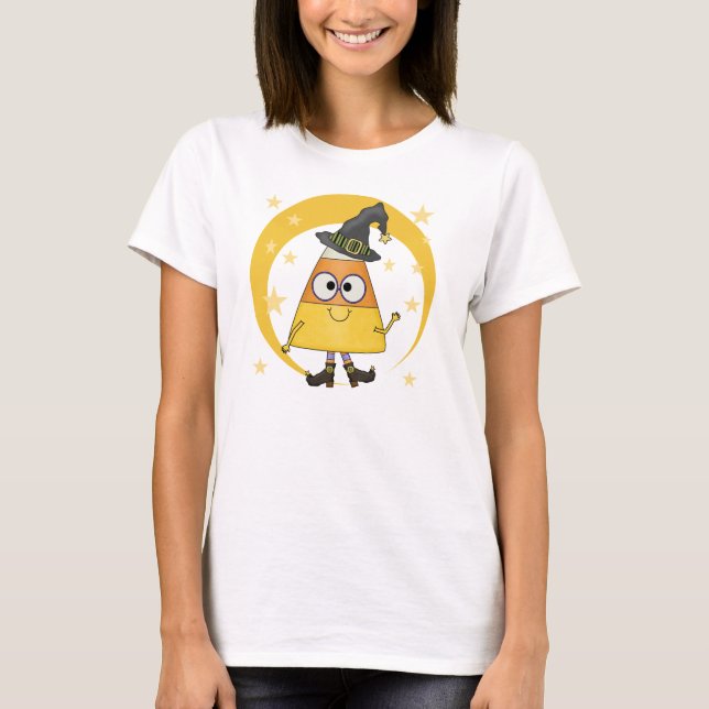 Candy Corn Witch Halloween T-Shirt (Front)