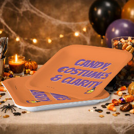 Candy, Costumes & Clarity | Halloween Sober Party Paper Plate