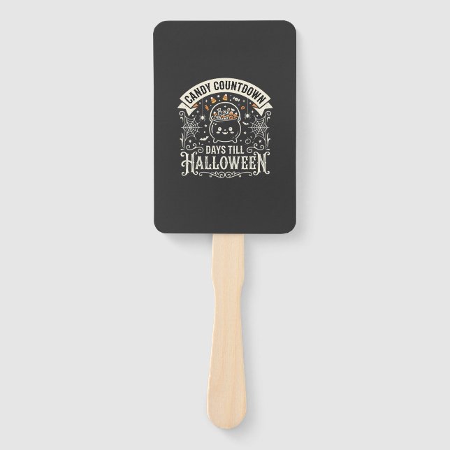 Candy Countdown Halloween Vector Design Hand Fan (Front)