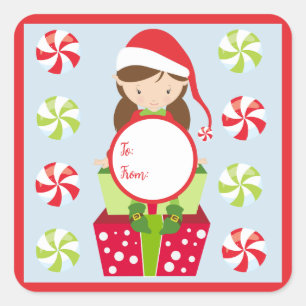 Candy Crush Female Elf Christmas To From Gift Square Sticker