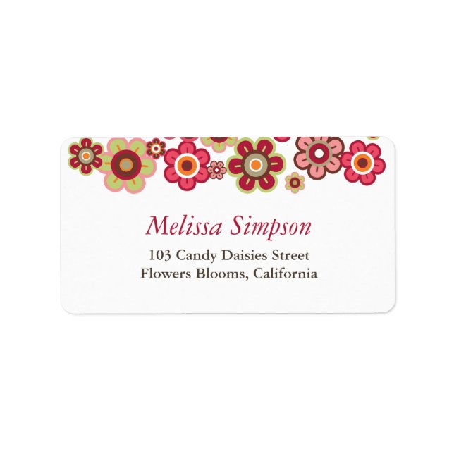 Candy Daisies Flowers Blooms Baby Address Labels (Front)