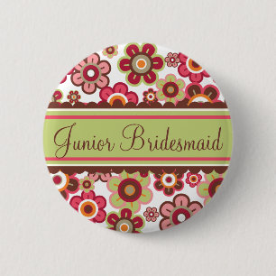 Candy Daisies Flowers Bridesmaid Wedding Button