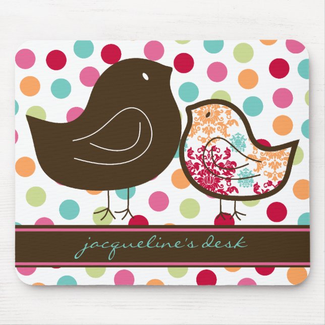 Candy Damask Chicks Colourful Polka Dots Mousepad (Front)