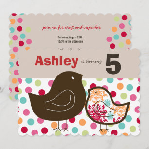 Candy Damask Chicks Girl Birthday Party Invitation