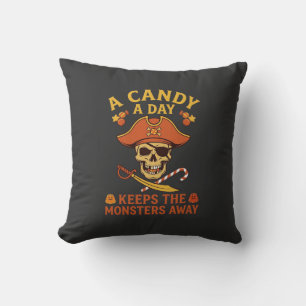 Candy Day Halloween Pirate Skull Cane Cushion
