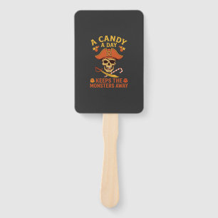 Candy Day Halloween Pirate Skull Cane Hand Fan