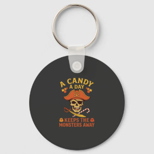 Candy Day Halloween Pirate Skull Cane Key Ring