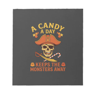 Candy Day Halloween Pirate Skull Cane Notepad