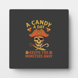 Candy Day Halloween Pirate Skull Cane Plaque