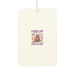 Candy Day Keeps Monsters Away Halloween Pumpkin_1 Car Air Freshener