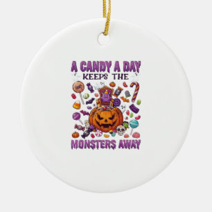 Candy Day Keeps Monsters Away Halloween Pumpkin_1 Ceramic Tree Decoration