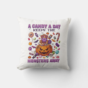 Candy Day Keeps Monsters Away Halloween Pumpkin_1 Cushion