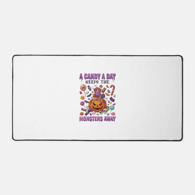 Candy Day Keeps Monsters Away Halloween Pumpkin_1 Desk Mat (Front)