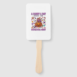 Candy Day Keeps Monsters Away Halloween Pumpkin_1 Hand Fan