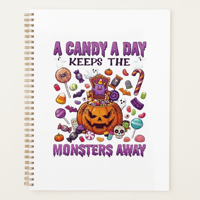Candy Day Keeps Monsters Away Halloween Pumpkin_1 Planner (Front)