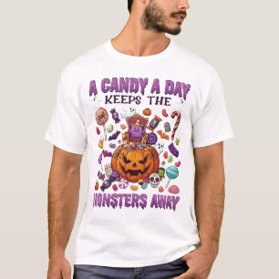 Candy Day Keeps Monsters Away Halloween Pumpkin_1 T-Shirt