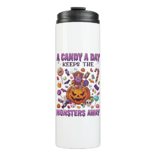 Candy Day Keeps Monsters Away Halloween Pumpkin_1 Thermal Tumbler