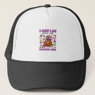 Candy Day Keeps Monsters Away Halloween Pumpkin_1 Trucker Hat
