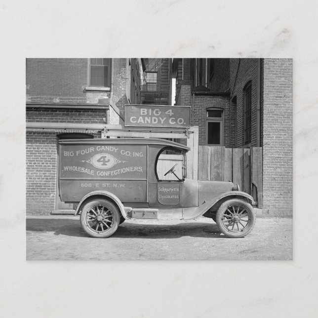 Candy Delivery Truck, 1926 Postcard (Front)
