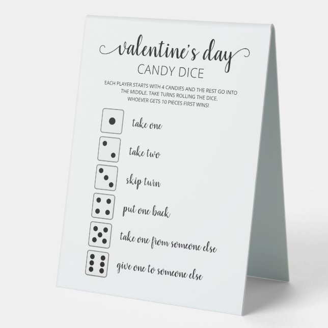 Candy Dice Editable game Valentine's day sign (Front)