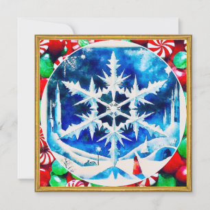 Candy Dreams and Christmas Snowflakes Holiday Card