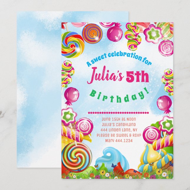 Candy Dreams Birthday Party Invitation (Front/Back)