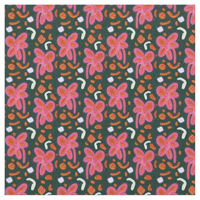 Candy flowers and easter pattern - dark fabric (Close Up)