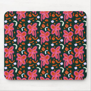 Candy flowers and easter pattern - dark mouse mat