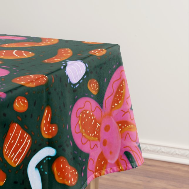 Candy flowers and easter pattern - dark tablecloth (In Situ)