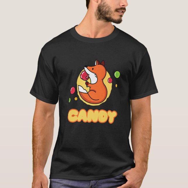 Candy Fox Candy Lollipop Sweets Premium T-Shirt (Front)