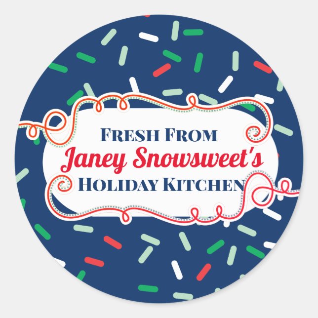 Candy frosting sprinkles Christmas cookie to from Classic Round Sticker (Front)